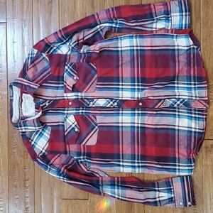 Roebuck & Co pearl snap plaid flannel